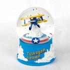Tuskegee Souvenirs 100mm  Airplane Theme Snow Glass Balls