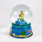 Aquarium souvenirs glass snow ball for collection resin cartoon beauty mermaid snow globe with blue base snowdome