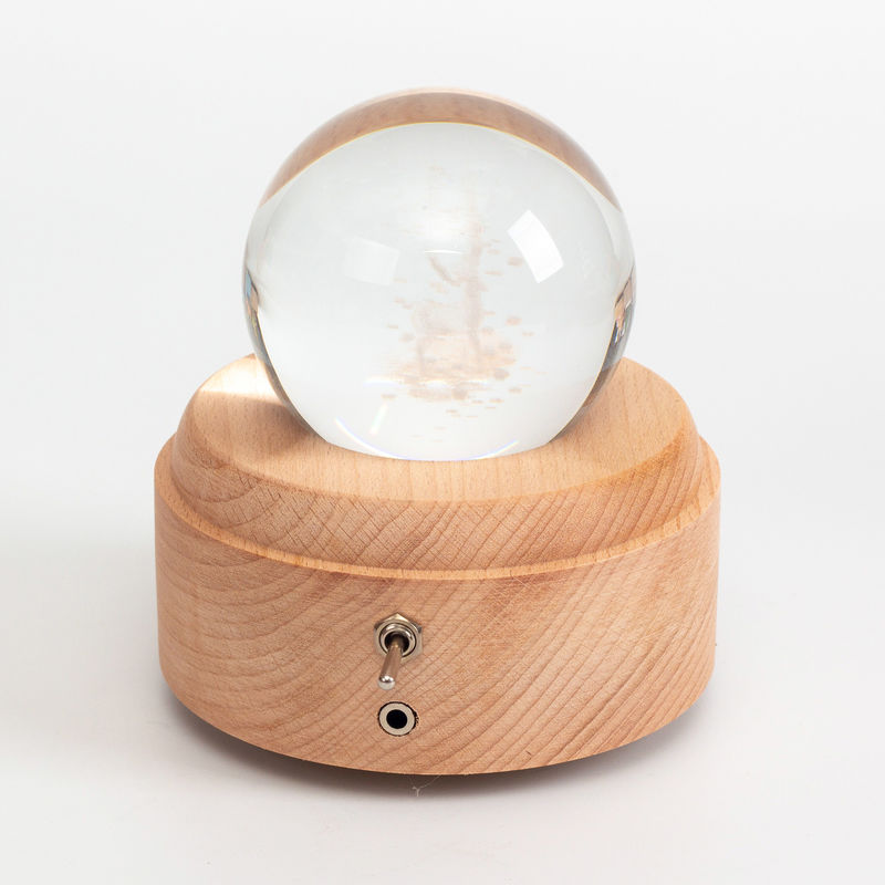 Deer Luminous Rotating 10cm Wooden Crystal Snow Globes