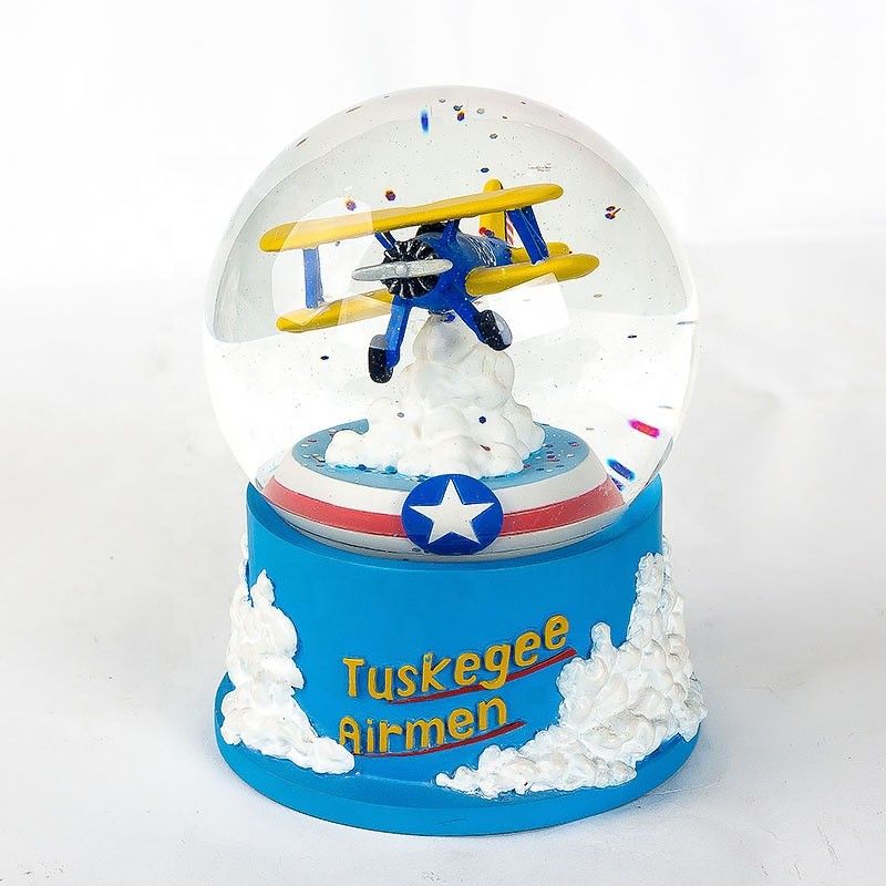 Tuskegee Souvenirs 100mm  Airplane Theme Snow Glass Balls