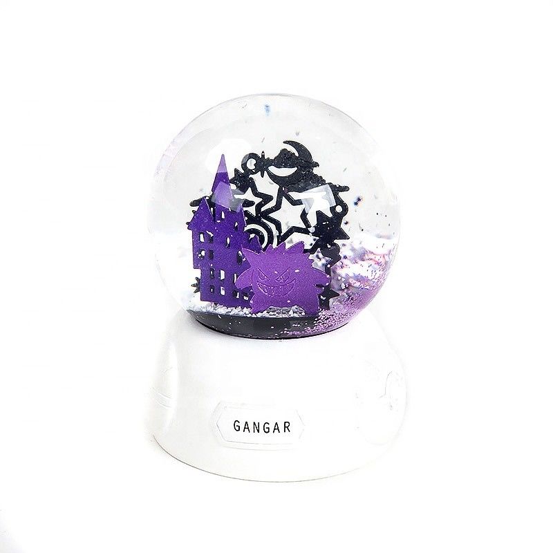 Hot Sale 3D Metal Plate cartoon Snow Globe For Children's Gift Purple 45mm Snowball Custom