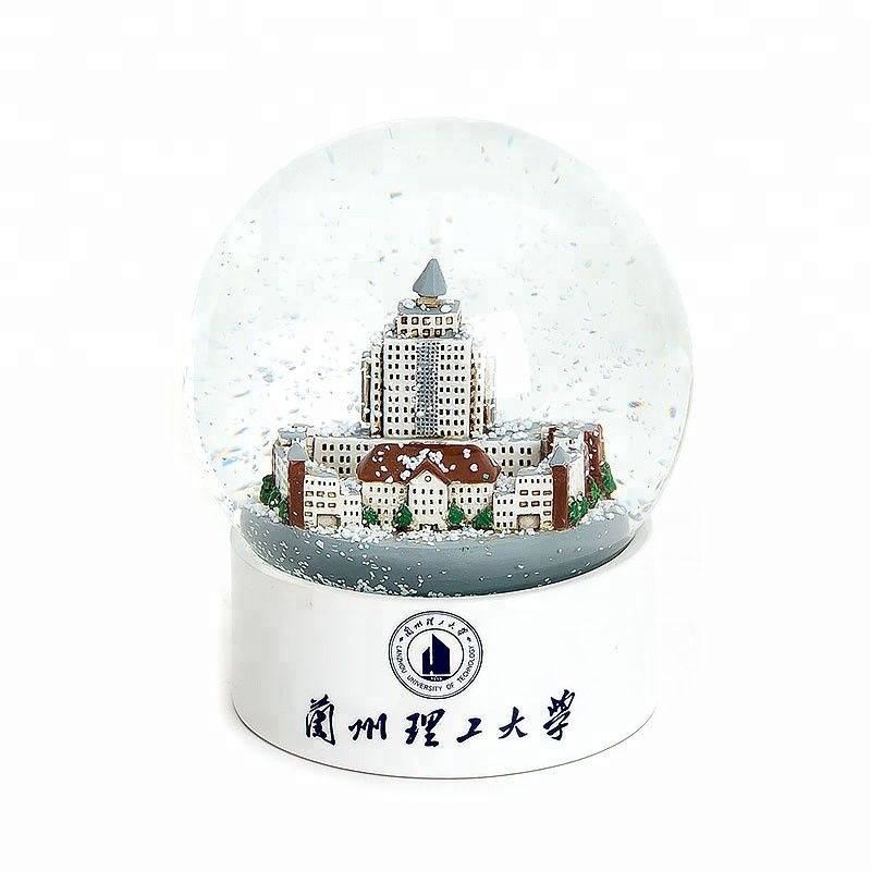 100mm Custom 3D School Model Building Resin Gifts Snow Globe Design University Souvenirs Snow Ball