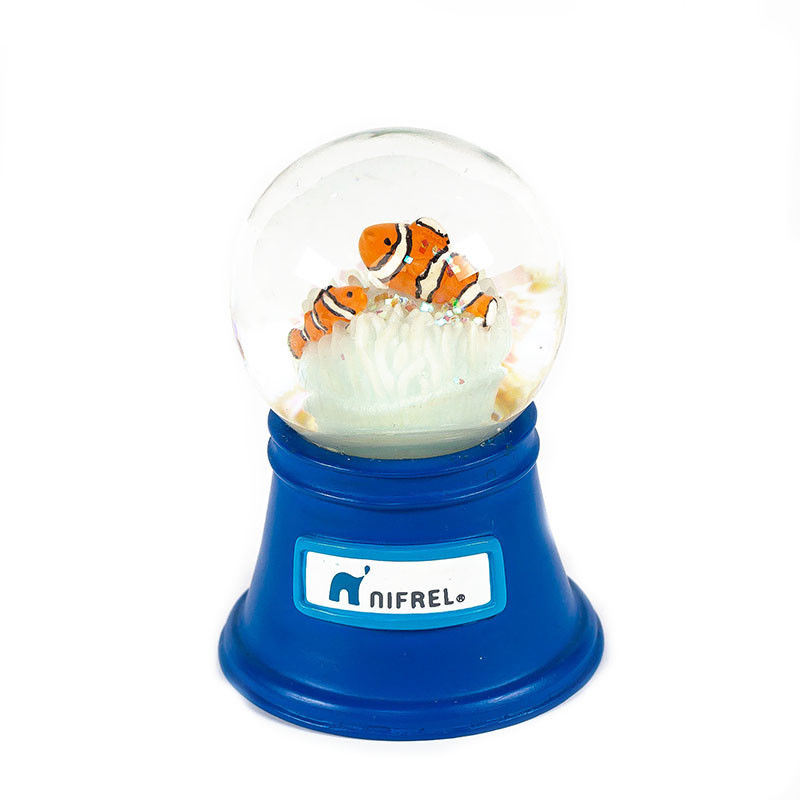 Custom home decoration snowbal with LED light plastic animal  mini snow globe for aquarium