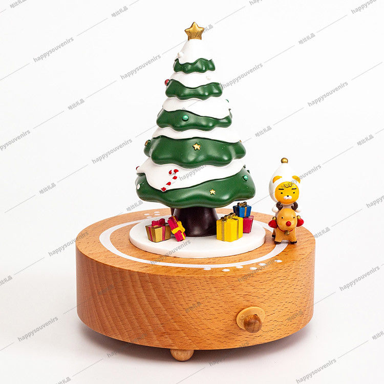 Wooden 184mm High Christmas DIY Polyresin Music Box